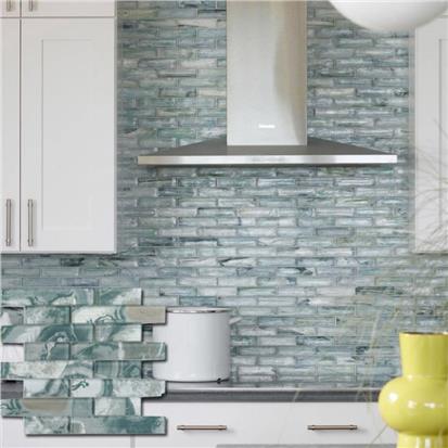 Blue Polished Glass Mosaic Tile 300 x 300mm YQ1097