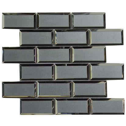 Dark Grey Polished Glass Mosaic Tile 300 x 300mm YQ1099