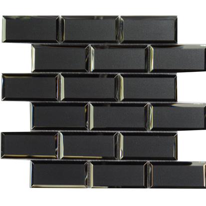 Black Polished Glass Mosaic Tile 300 x 300mm YQ1102