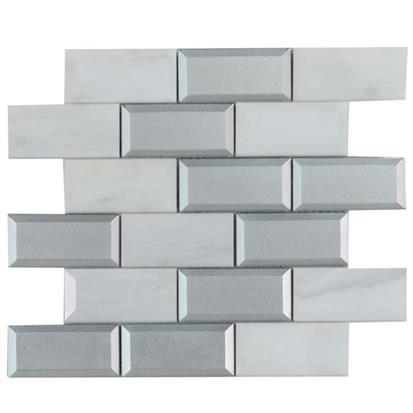 Light Grey Polished Glass Mosaic Tile 300 x 300mm YQ1114