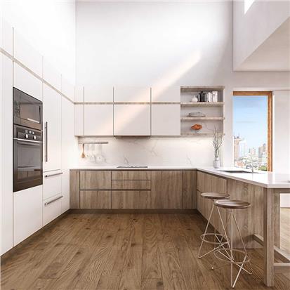 Cheap price custom modern ready to assemble furniture designs rta matte white modular wooden kitchen cabinets set made in china  HS-KC212