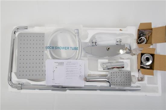 tap chrome square 3 function thermostatic shower panel faucet set  HS-04-06684