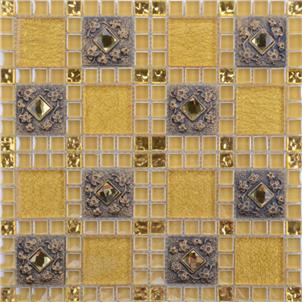 Yellow Glazed Glass Mosaic Tile Customized Size R38