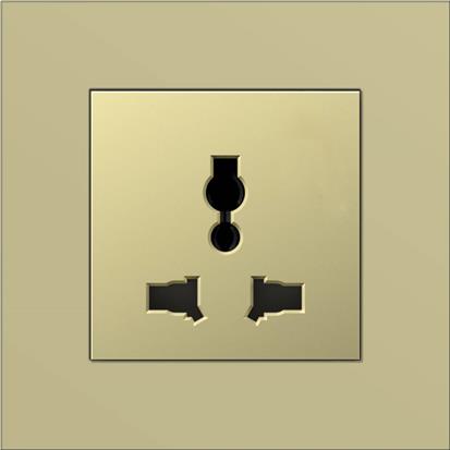 Champagne color electric 3-pin plug universal wall multi socket  A6-Multi-functional socket