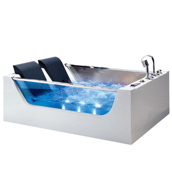 HS-EB377 clear glass 2 person modern free stand corner whirlpool bathtub  HS-EB377