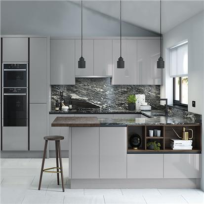 Made in china acrylic kitchens cabinets european modern design u shape kitchen cabinet  HS-KC136