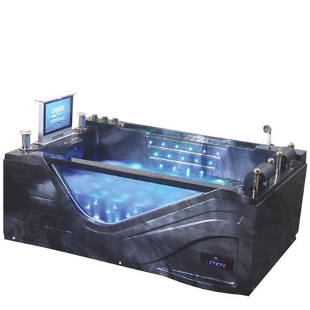 Double jet whirlpool bathtub with tv,black whirlpool acrylic bathtub  HS-A9053
