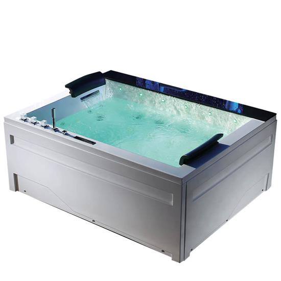 HS-BC653 with led light double seated square shape acrylic massage bathtub  HS-BC6532