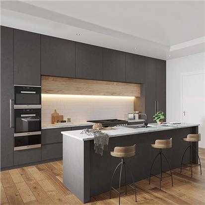 Customised modern designs apartment dark gray waterproof metal aluminum kitchen cabinets set  HS-KC195