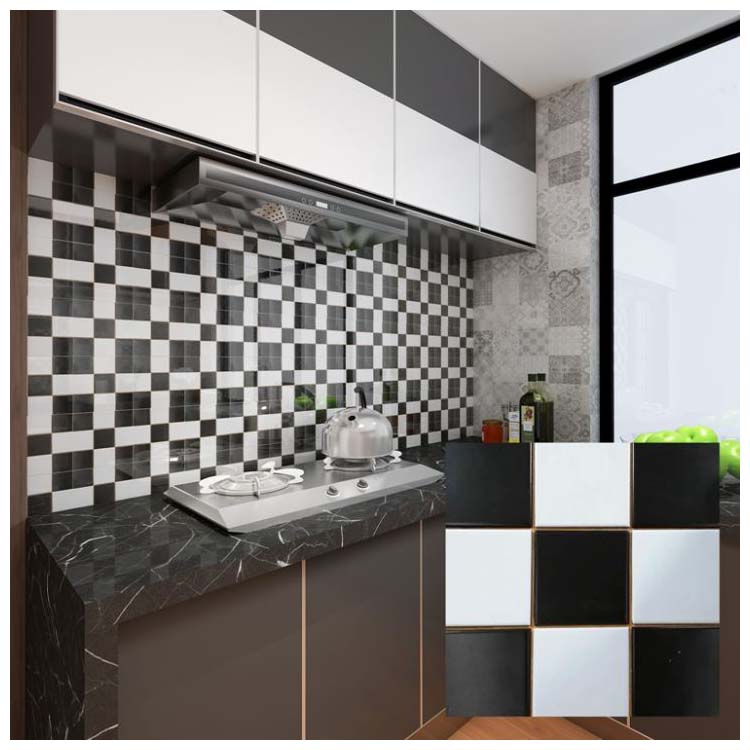 Black Polished Ceramic Wall Tiles Size, Black And White Kitchen Tiles