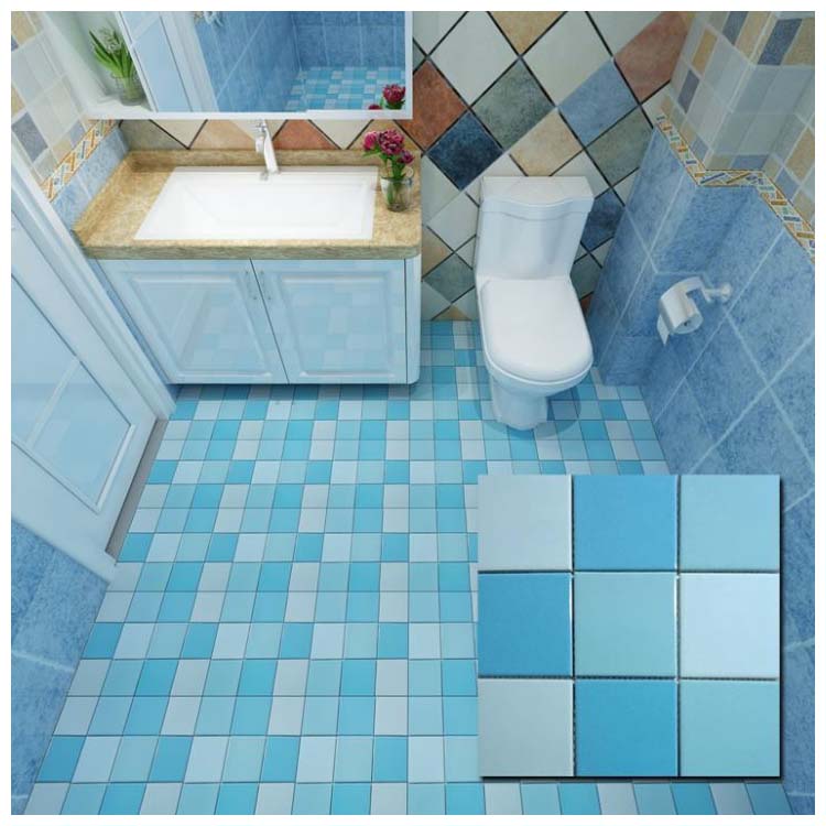 Blue Polished Ceramic Wall Tiles Size, Blue Floor Tile Bathroom