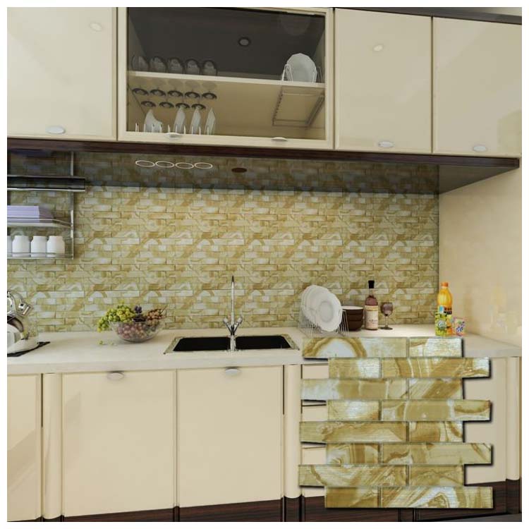 Yellow Polished Glass Mosaic Tile