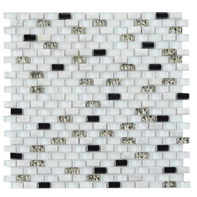 White Polished Glass Mosaic Tile