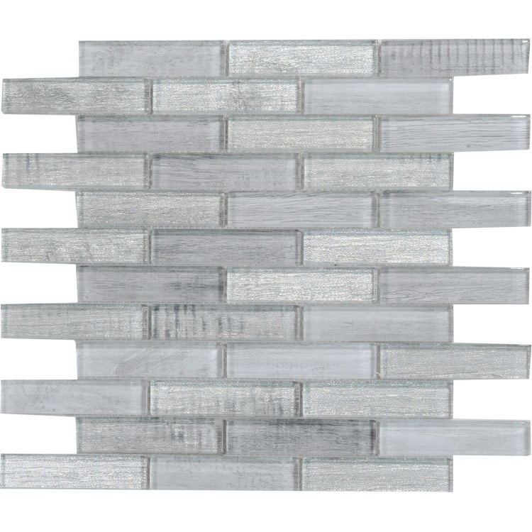 Light Grey Polished Glass Mosaic Tile