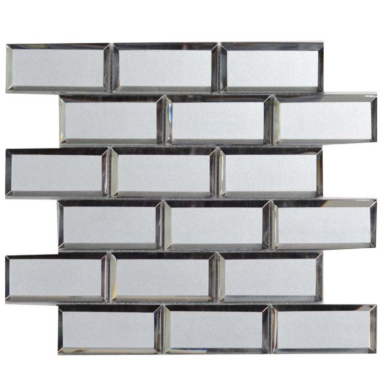 Silver Grey Polished Glass Mosaic Tile