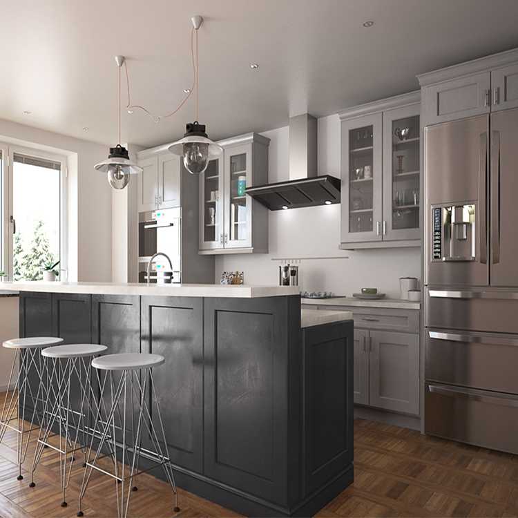 American classic grey mdf wood modular kitchen cabinets design water resistant gray shaker plywood carcass kitchen cabinet
