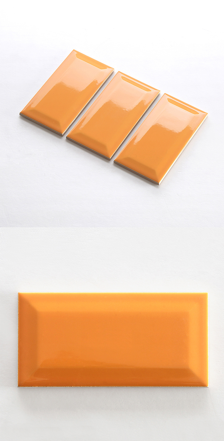 American Style Polished Ceramic Bright Orange Beveled Edge Wall Tile