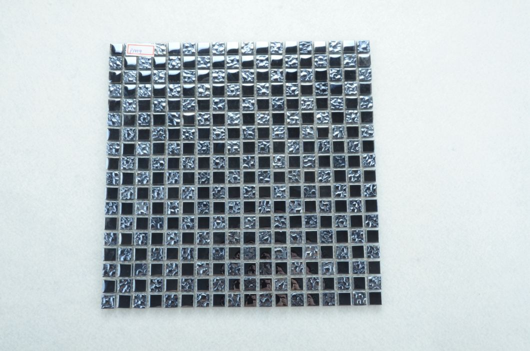 Low Price with Bubble Chip 15X15mm Black Glass Mosaic Tile