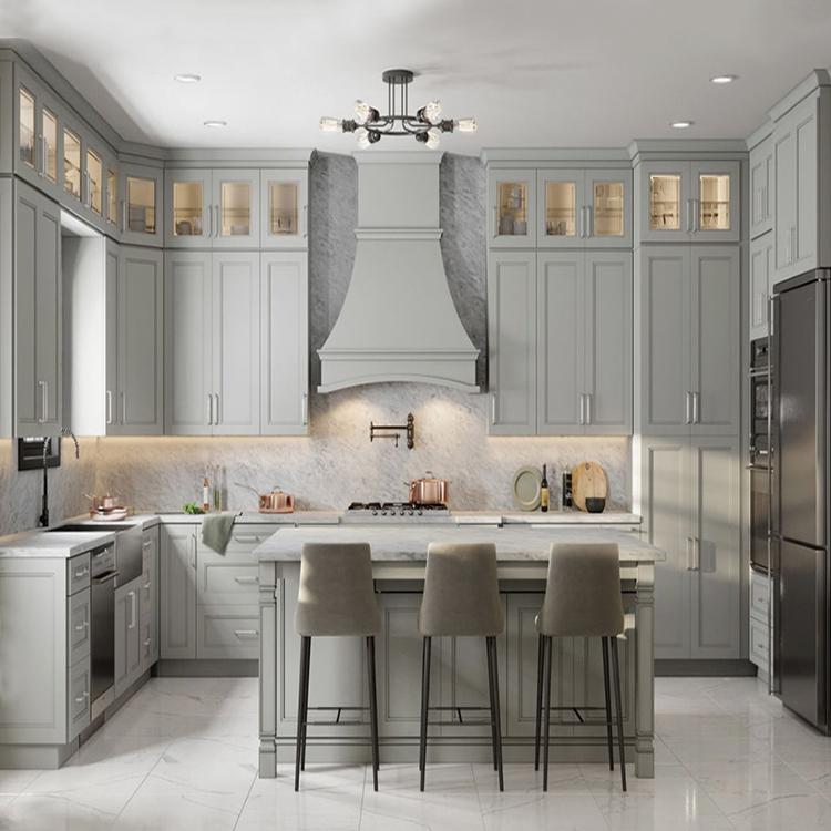 Modern luxury grey wood kitchen cabinetry rta american standard classic shaker style gray plywood carcass kitchen cabinets