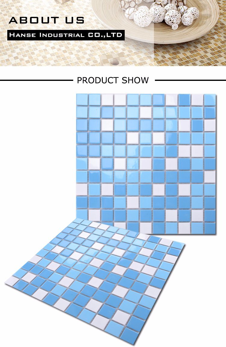 48X48mm Chip Size Hot Sale Swimming Pool Tile Blue Ceramic Mosaic