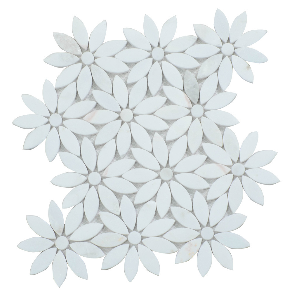 Sound Insulation Flower Pattern Natural Marble Mosaic Wall Tiles