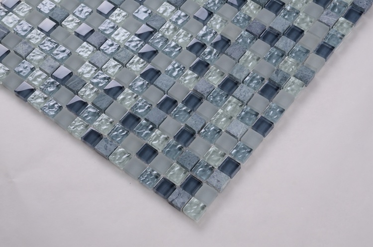 Dinner Room Wall Covering with Mesh-Back Glass and Stone Mosaic