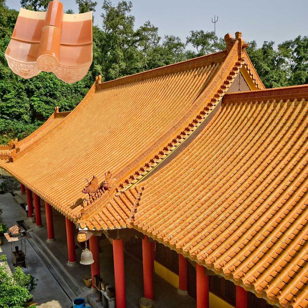 Orange Traditional Chinese Ceramic Clay Roof Tiles