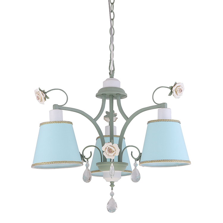 Hanse Blue Metal Drop Glasslamp Chandelier