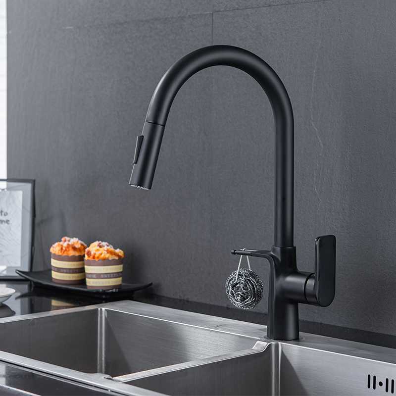 gold black low finishing single handle pull down kitchen water saving faucet mixer tap taps for kitchen sink