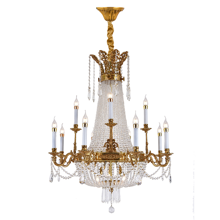 Hanse Deluxe French Candle Shaped Brass Chandelier