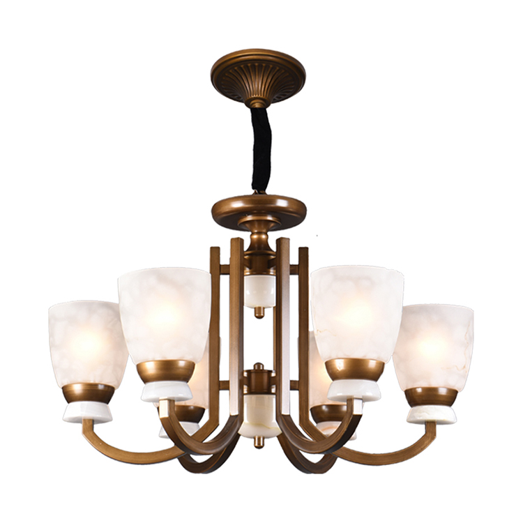 Hanse 6 Head Retro Ceramic Aluminium Chandelier