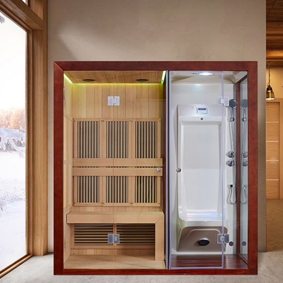 Electronic Digital Touch Control Finnish Wood Double Infrared Sauna Bath Wooden Room
