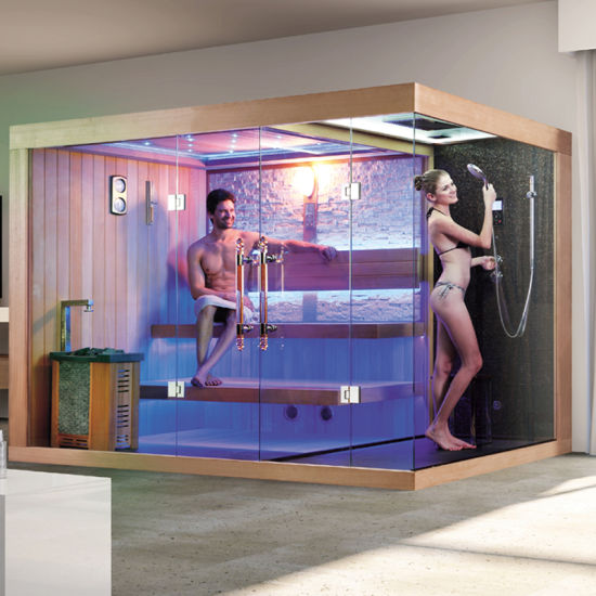 Good Price Red Cedar Wood Home Bath Computerized Bathroom Wet Steam Shower Enclosure Cabin Combined Dry Sauna Room