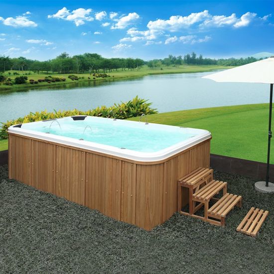 4.16m Length Garden White Acrylic Fiberglass Mini Swimming Pool Hot Tub Combo