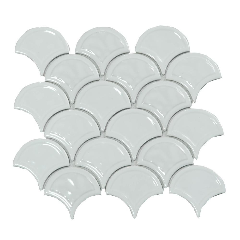 Foshan Supplier New White Ceramic Pattern Fish Scale Mosaic Tile