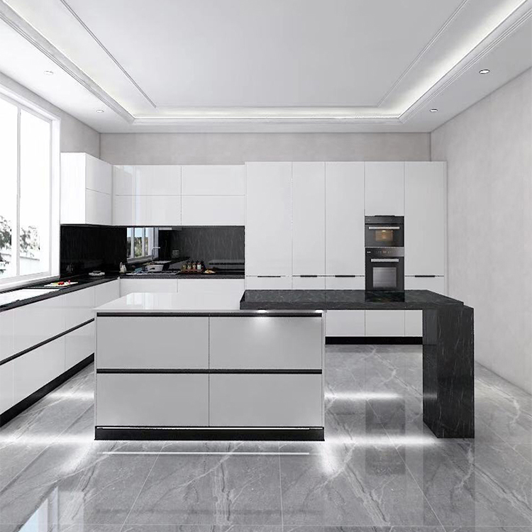 Customized modern white aluminum kitchen cabinets design ready to assemble small aluminium kitchen cabinet set with sink