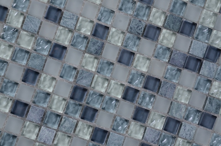 Dinner Room Wall Covering with Mesh-Back Glass and Stone Mosaic