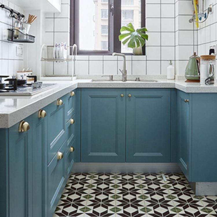 black and white ceramic tile kitchen