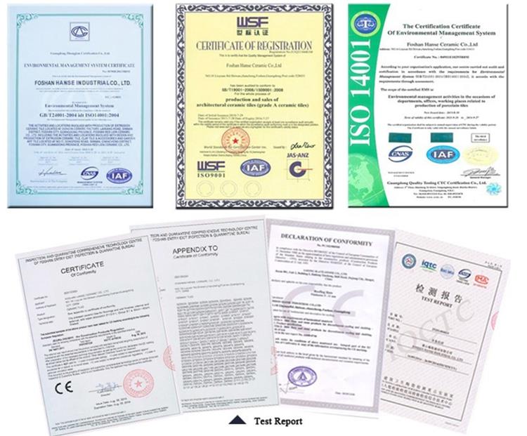 porcelain floor tiles certificate
