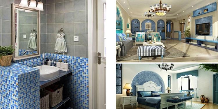 blue mosaic wall tiles