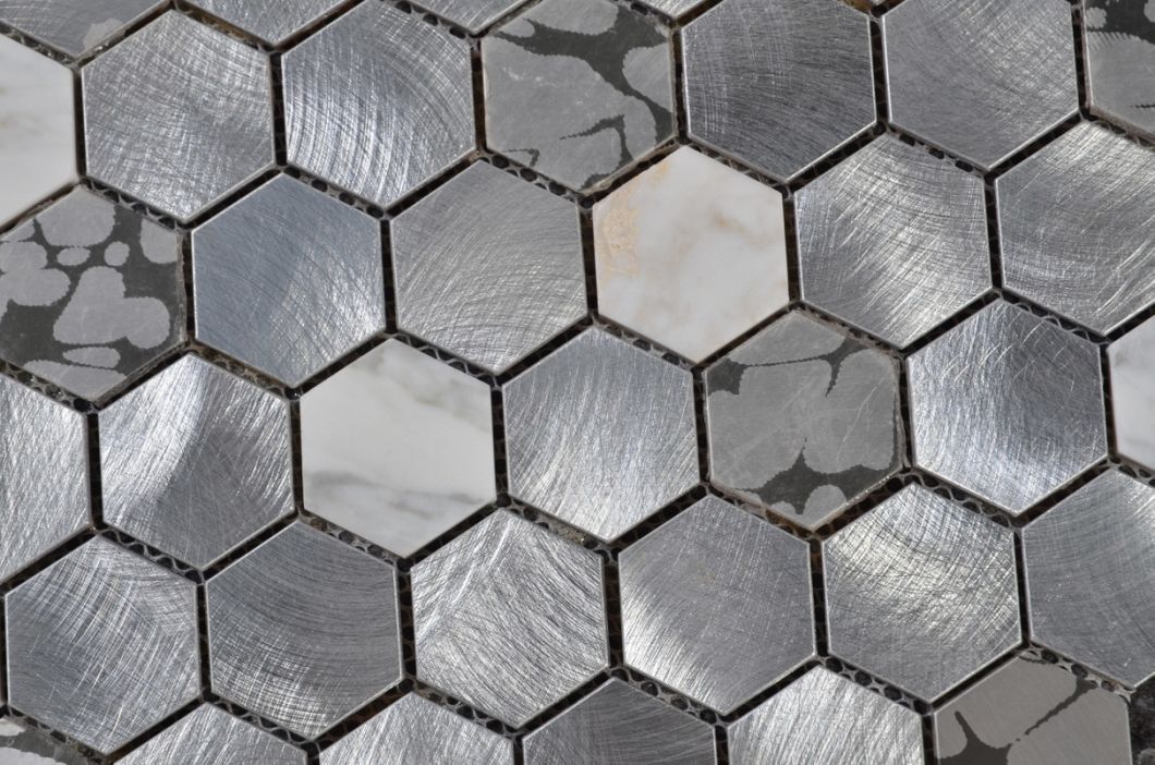 Hexagon Inkjet Printing Stainless Steel Aluminum Ceramic Stone Mosaic