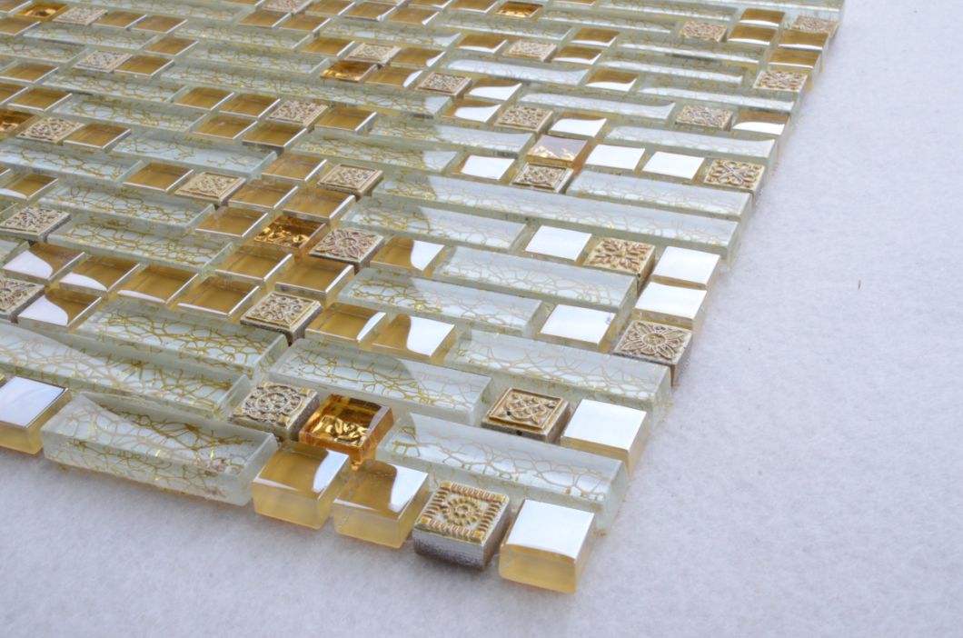 Factory Price 8mm Bathroom Gold Foil Glass Mosaic Tile