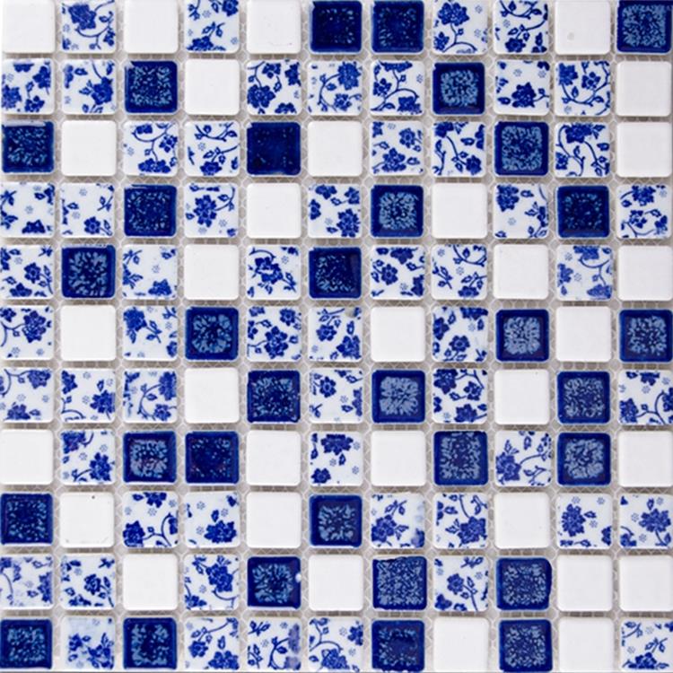 blue and white ceramic floor tile