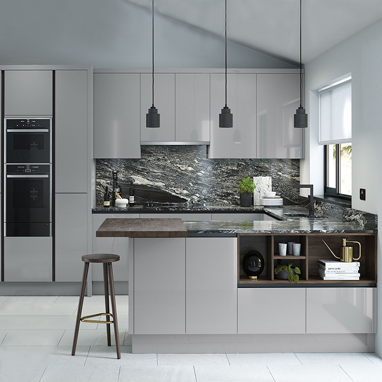 Made in china acrylic kitchens cabinets european modern design u shape kitchen cabinet
