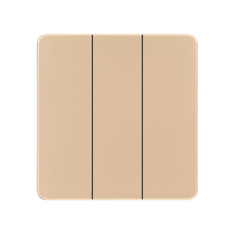 Baking paint gold series large panel 16A hotel 3 gang 1 way switches