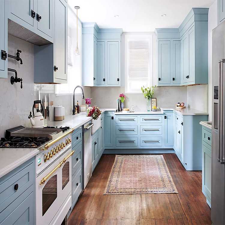 American modern classic solid wood modular cabinet furniture design custom usa luxury style blue shaker kitchen cabinets sets