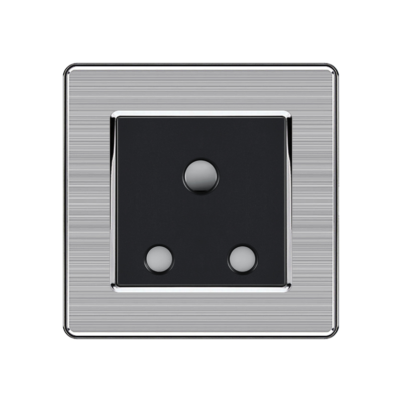 black color copper fitting stainless steel 3 round pin plug socket