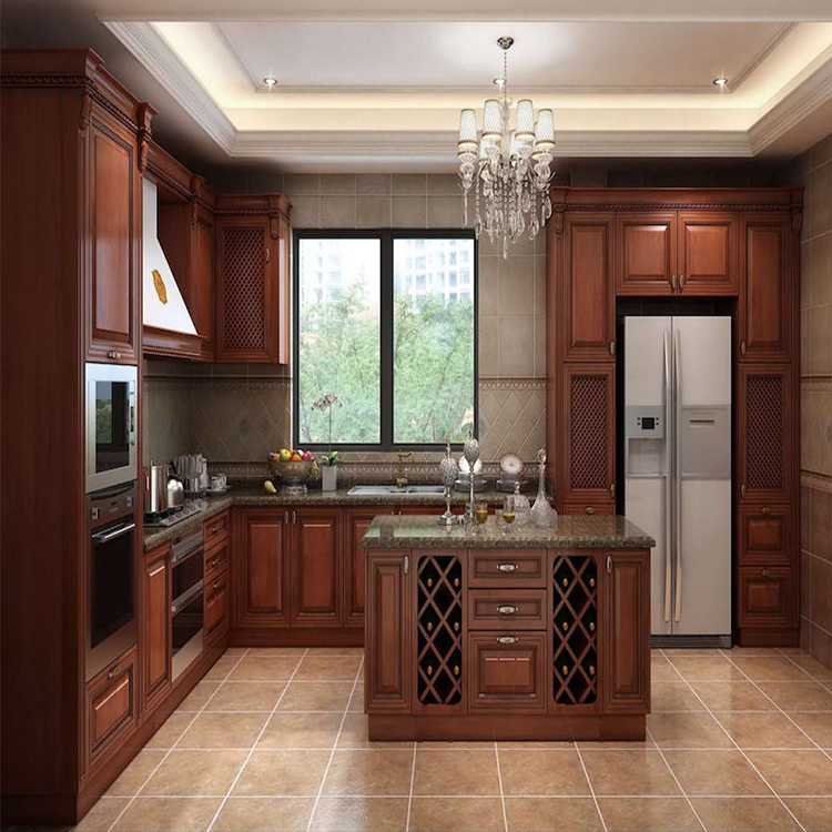 Modern european classic cabinet designs custom high end luxury solid wood kitchen island cabinets with granite countertops