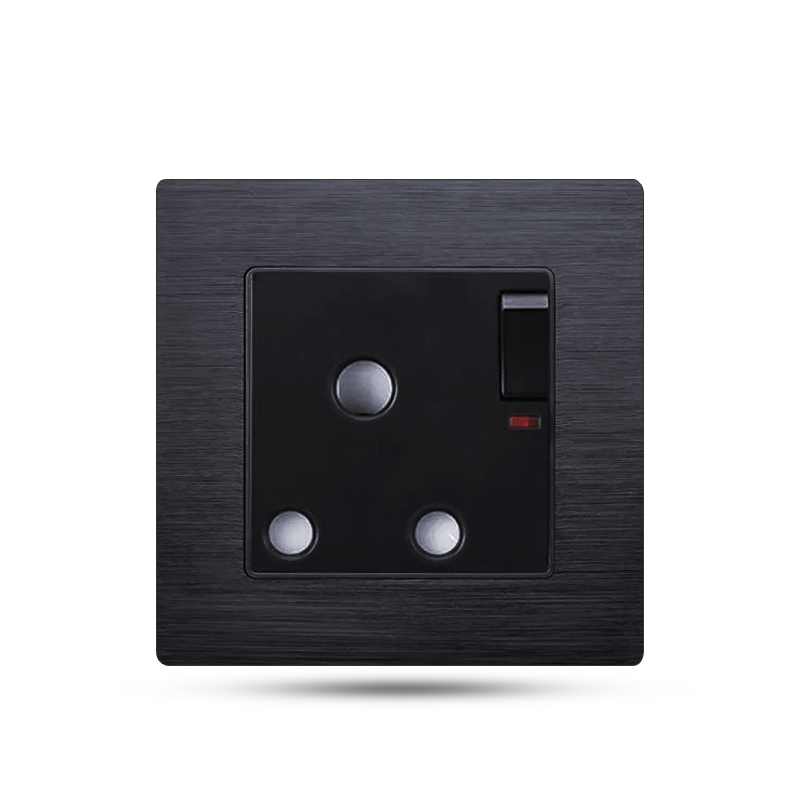 1 gang switch with indicator european round pin plug socket
