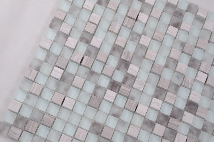 300X300mm Hot Sale in Tunisia Grey White Stone Glass Mosaic